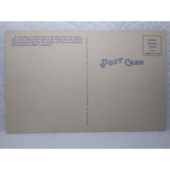 Greetings From St Petersburg Florida Large Letter Linen Postcard Tichnor Unused - Picture 3 of 3